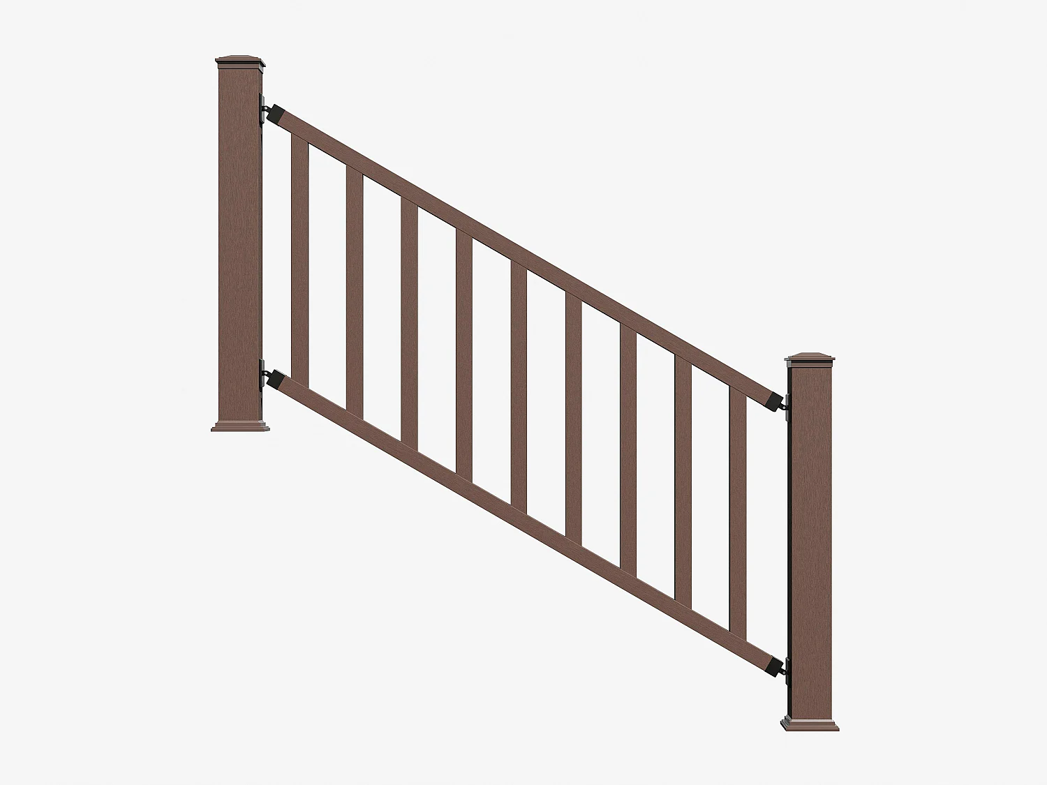 Garde-corps en composite à poser sur escalier - Kit de départ - H100 x L200 cm - Naturel foncé - GUARO