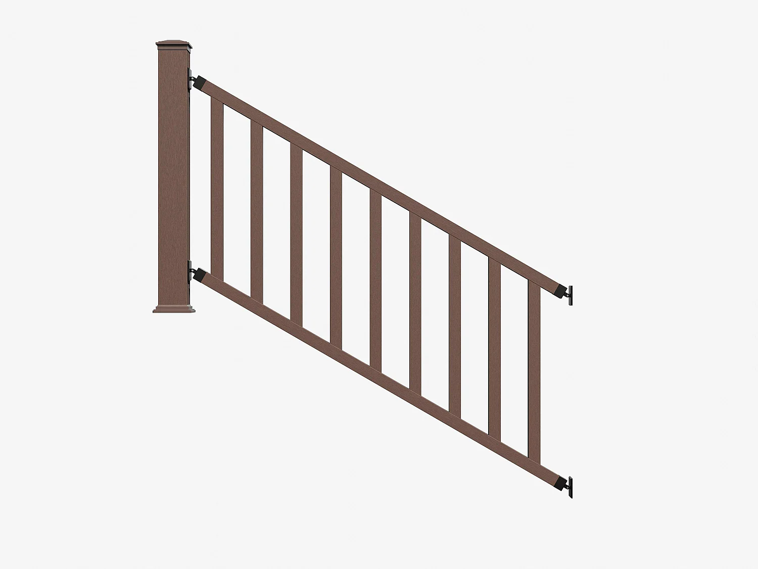 Garde-corps en composite à poser sur escalier - Kit extension - H100 x L200 cm - Naturel foncé - GUARO