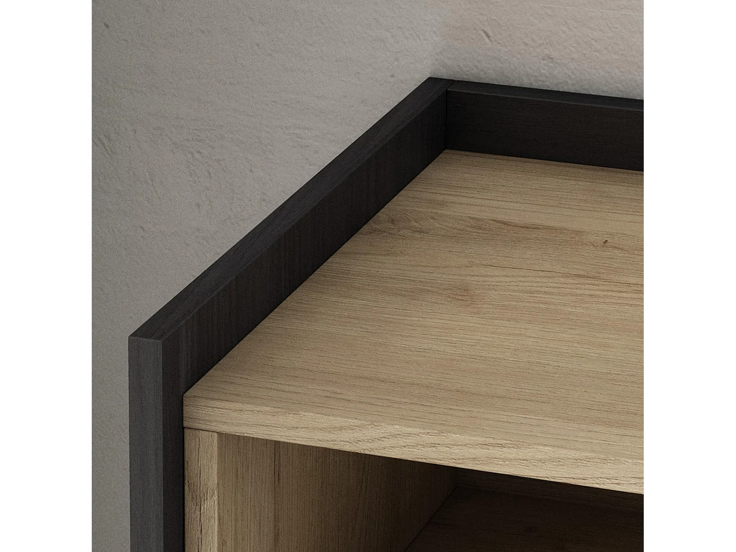 Dressoir, Opbergkast, 207x80x35 cm, 4 Deuren, Woonkamer, hal, Eiken/Zwart