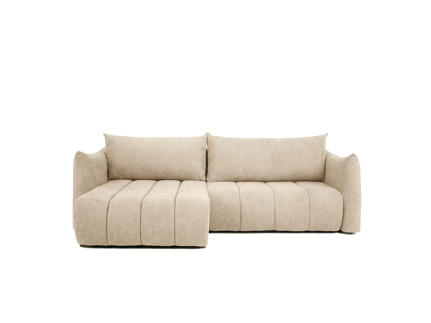 Canapé d'angle convertible universel Flo, tissu Mela beige (75)