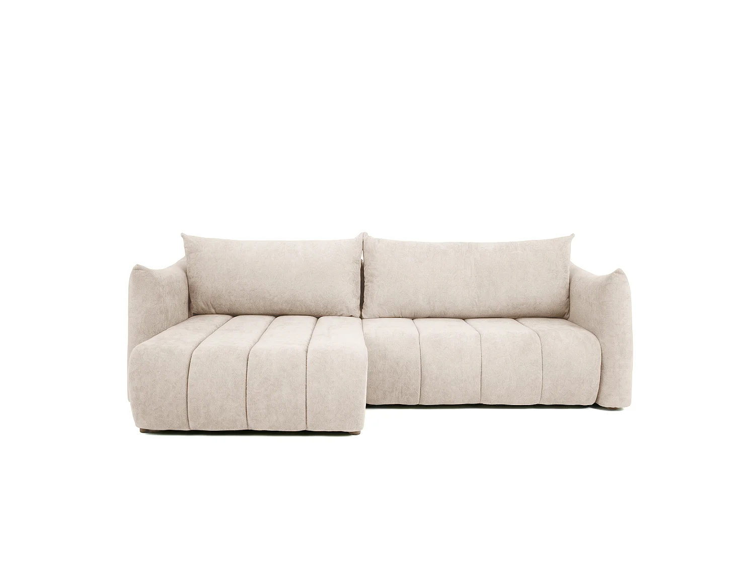 Canapé d'angle convertible universel Flo, tissu Mela crème (80)