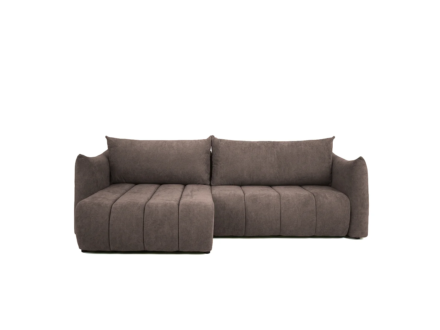 Canapé d'angle convertible polyvalent Flo, tissu Mela marron (20)