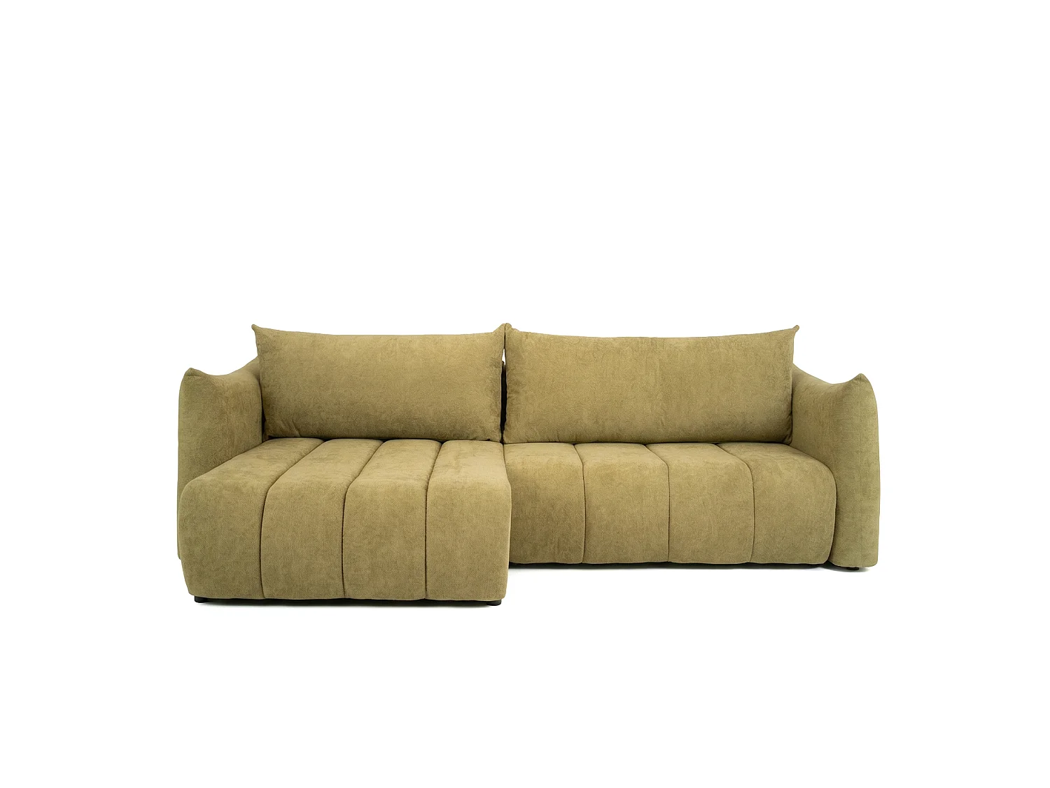 Canapé d'angle convertible universel Flo, tissu Mela olive (105)