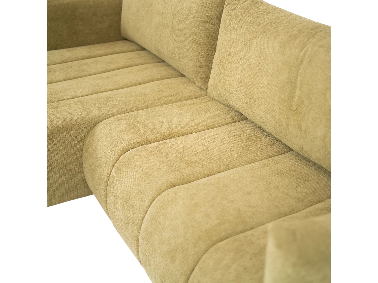 Canapé d'angle convertible universel Flo, tissu Mela olive (105)