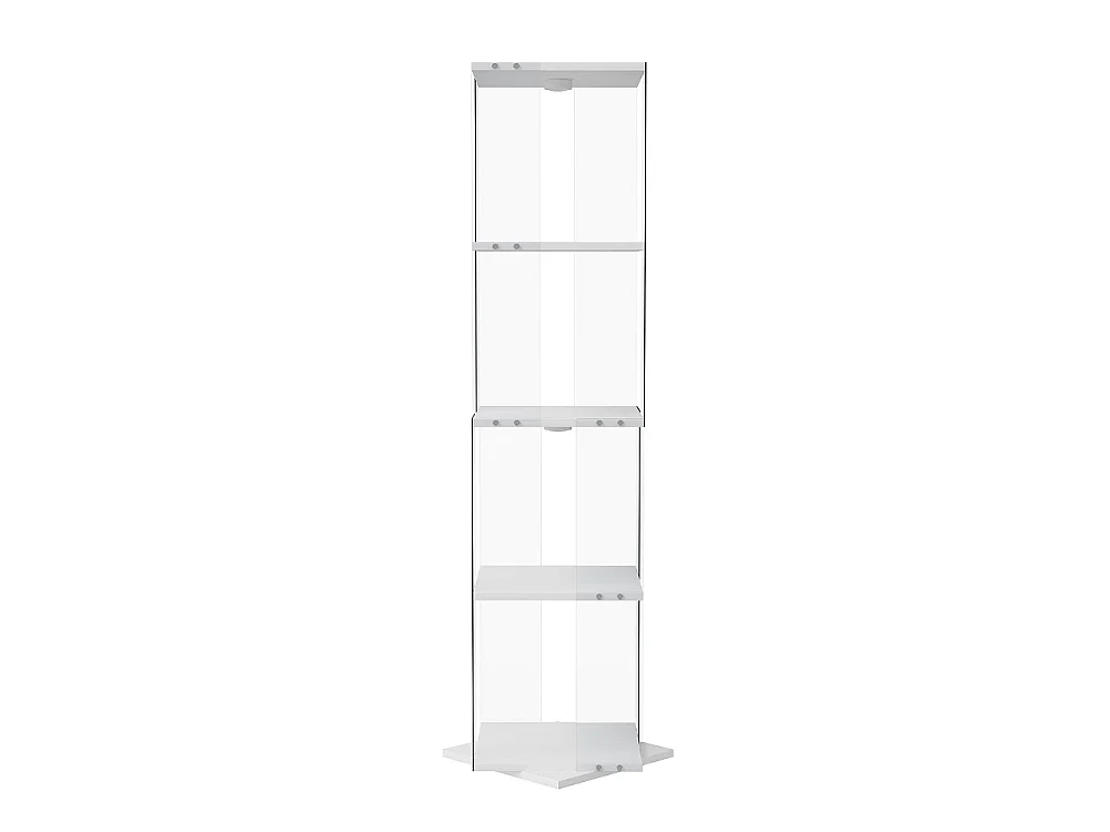 Étiquette d'affichage rotative avec LED - Cabinet de vitrine en verre à 4 niveaux - Étiquette de stockage à base rotative à 360° - Blanc