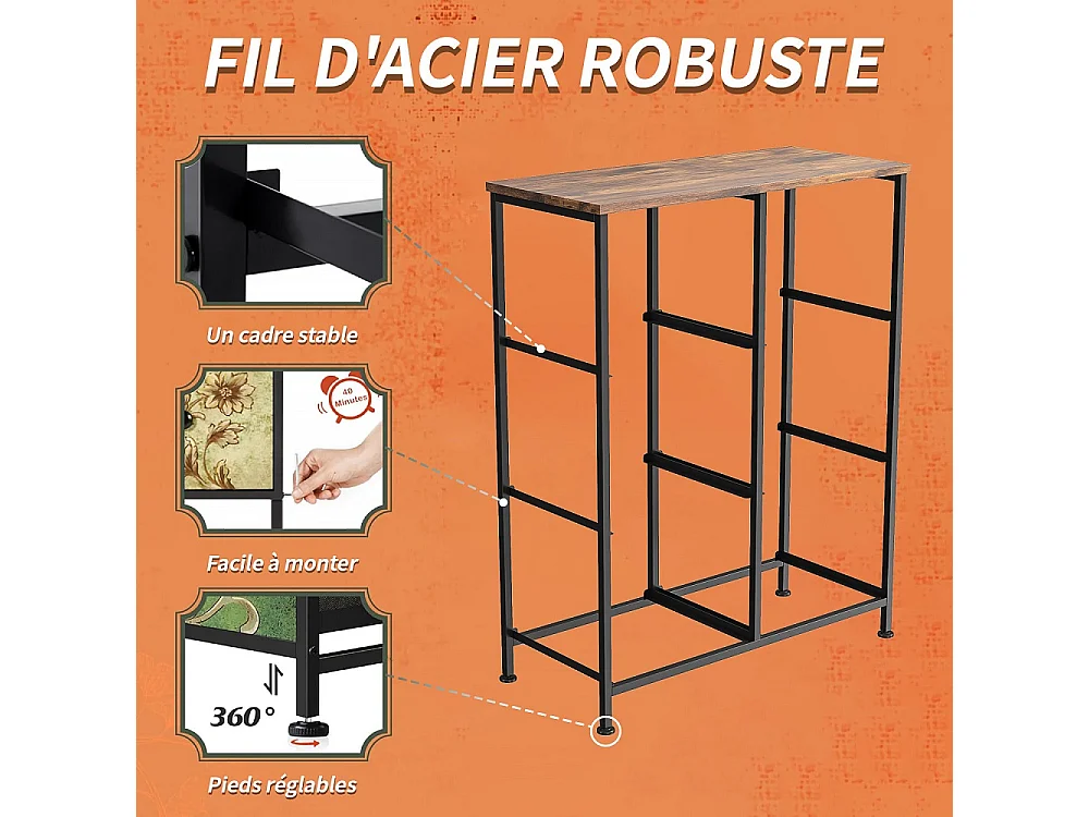 Vintage Floral dresser avec 6 tiroirs en tissu - commode de stockage industriel - cadre métallique en bois top organisateur armoire pour chambre salon