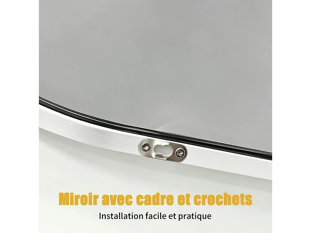 Miroir mural arcé 61×91 cm - Miroir de salle de bain à cadre métallique en aluminium - Miroir de vanité à monture murale haute définition - Blanc
