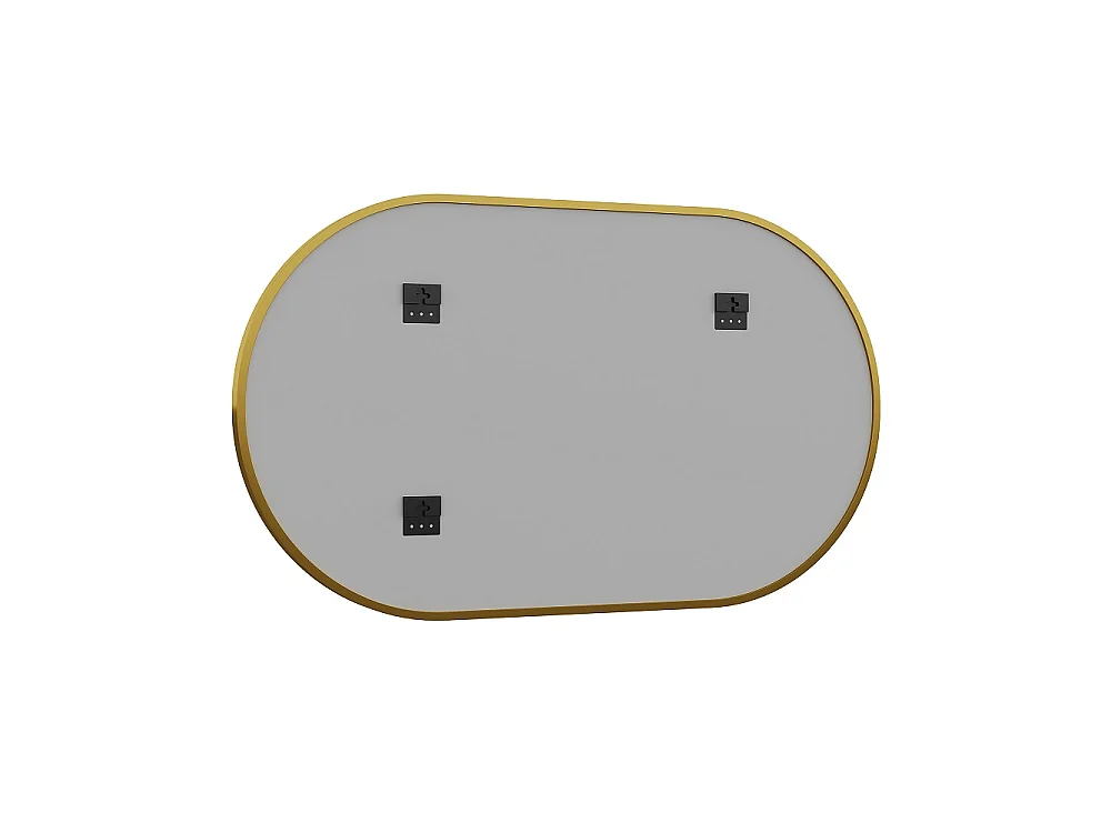 Miroir mural ovale 50 × 75 cm - Miroir de salle de bain en forme de capsule - Miroir décoratif monté au mur en alliage d'aluminium - or