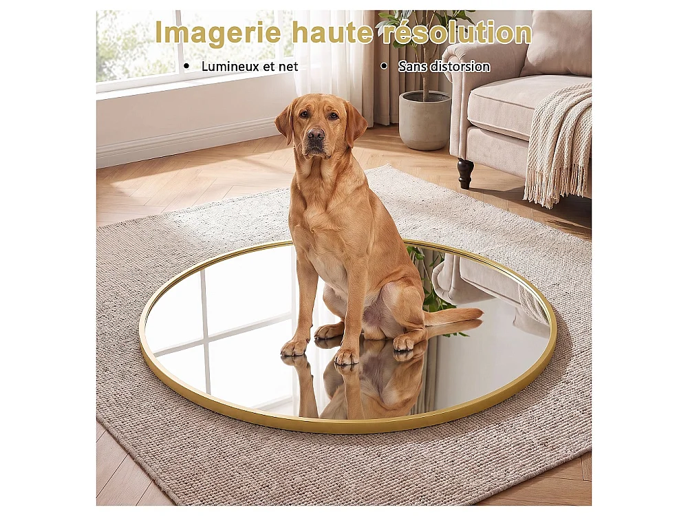 Miroir mural rond 75cm de diamètre - Miroir de salle de bain avec cadre en alliage d'aluminium - Miroir décoratif monté au mur, Miroir de vanité - or