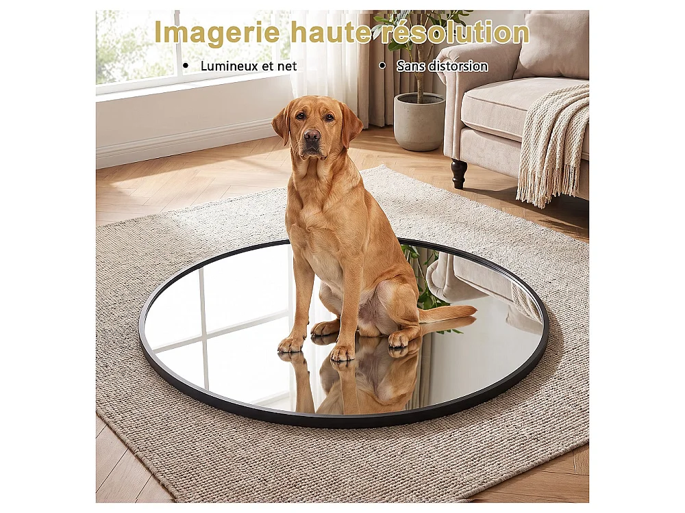 Miroir mural rond 75cm de diamètre - Miroir de salle de bain avec cadre en alliage d'aluminium - Miroir décoratif monté au mur, Miroir de vanité - Noir