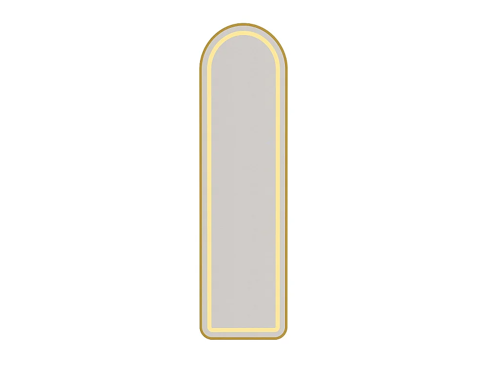 Arché miroir longueur complète 40 × 150 cm - cadre en aluminium dressing miroir avec LED - mur monté / miroir debout au sol, éclairage 3 couleurs - Or