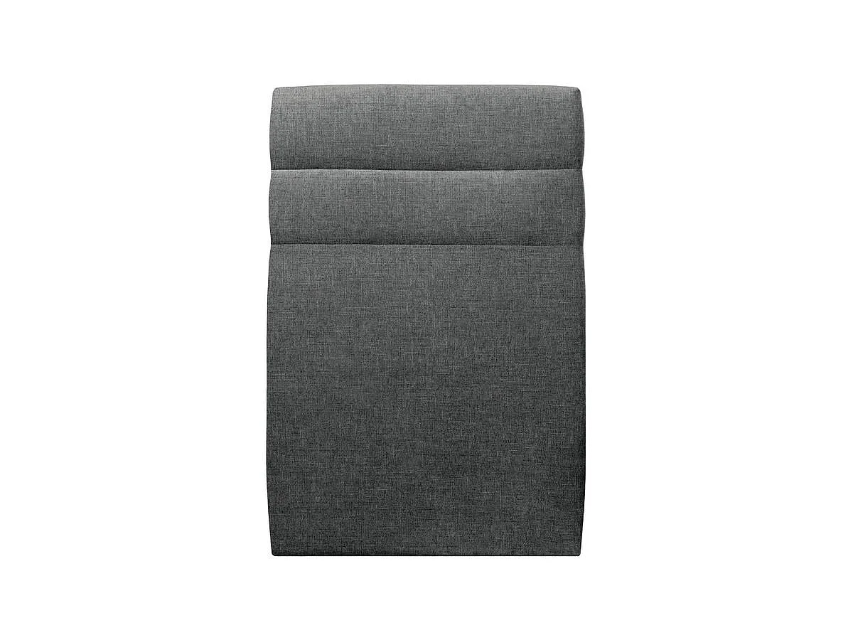 Lit 90x190cm avec tête de lit lignes tissu et sommier tapissier gris anthracite - Hauteur totale : 35cm