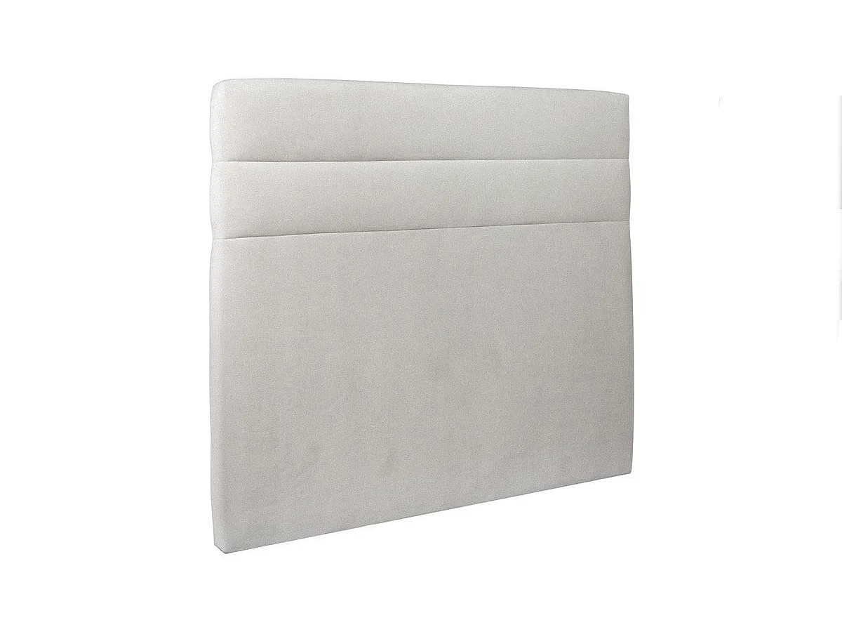 Lit coffre 140x190cm avec tête de lit lignes Velours Gris clair - Hauteur totale : 39cm