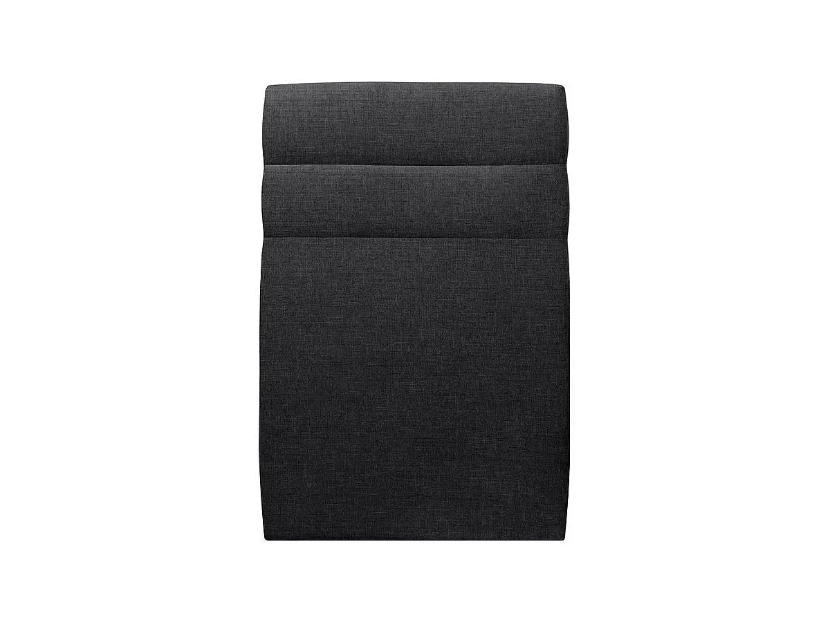 Lit 90x190cm avec tête de lit lignes tissu et sommier tapissier Noir - Hauteur totale : 35cm