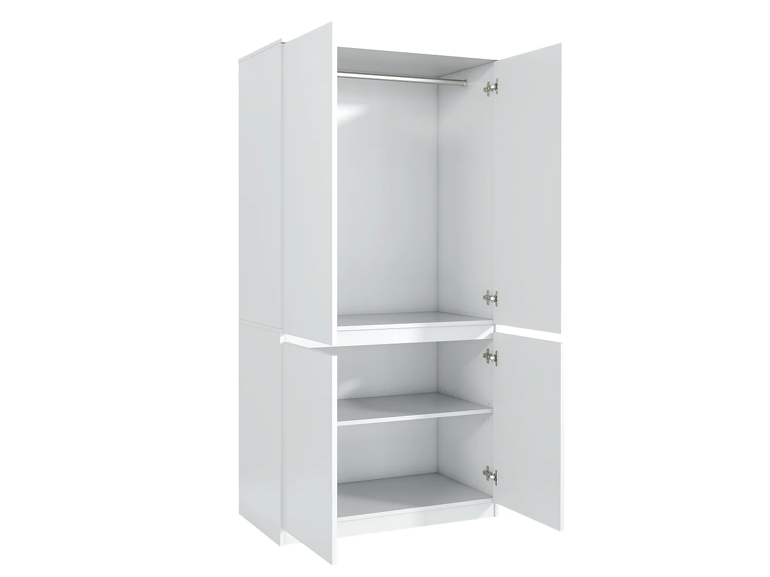 Armoire à  4 Portes, Meuble à Chaussures Haut, Armoire de Couloir Étroite, Meuble de Rangement Polyvalent avec Étagères Blanche 90x50x180 cm