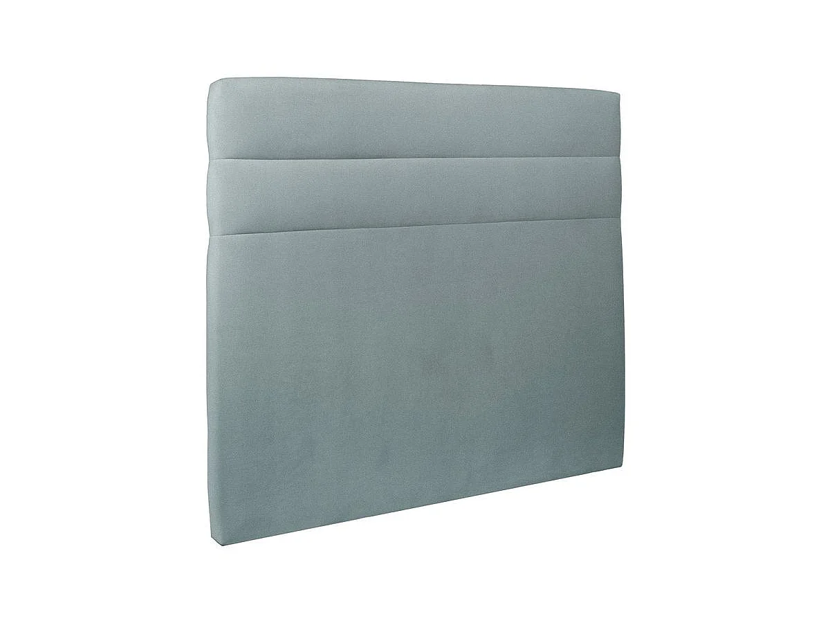 Lit coffre 140x190cm avec tête de lit lignes Velours Gris bleuté - Hauteur totale : 39cm