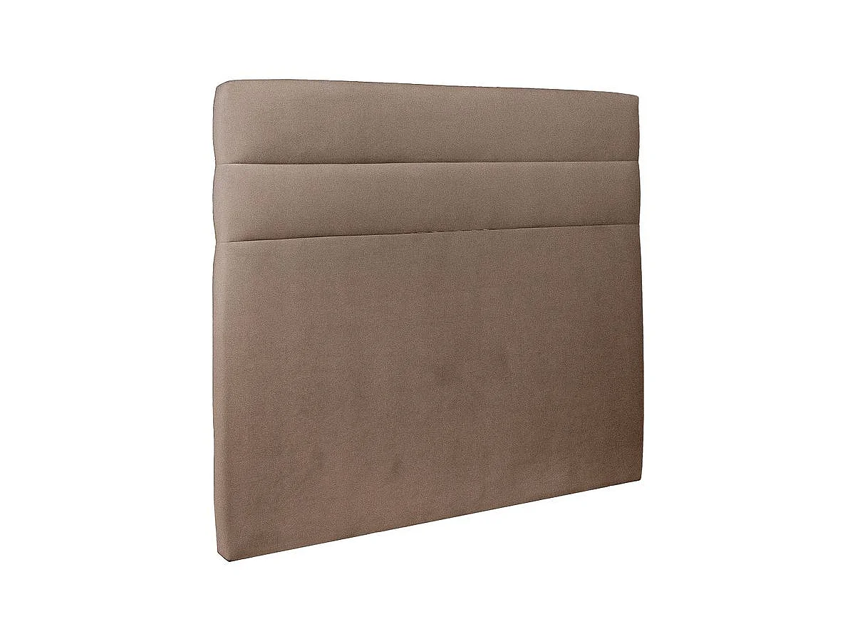Lit coffre 140x190cm avec tête de lit lignes Velours Taupe - Hauteur totale : 39cm