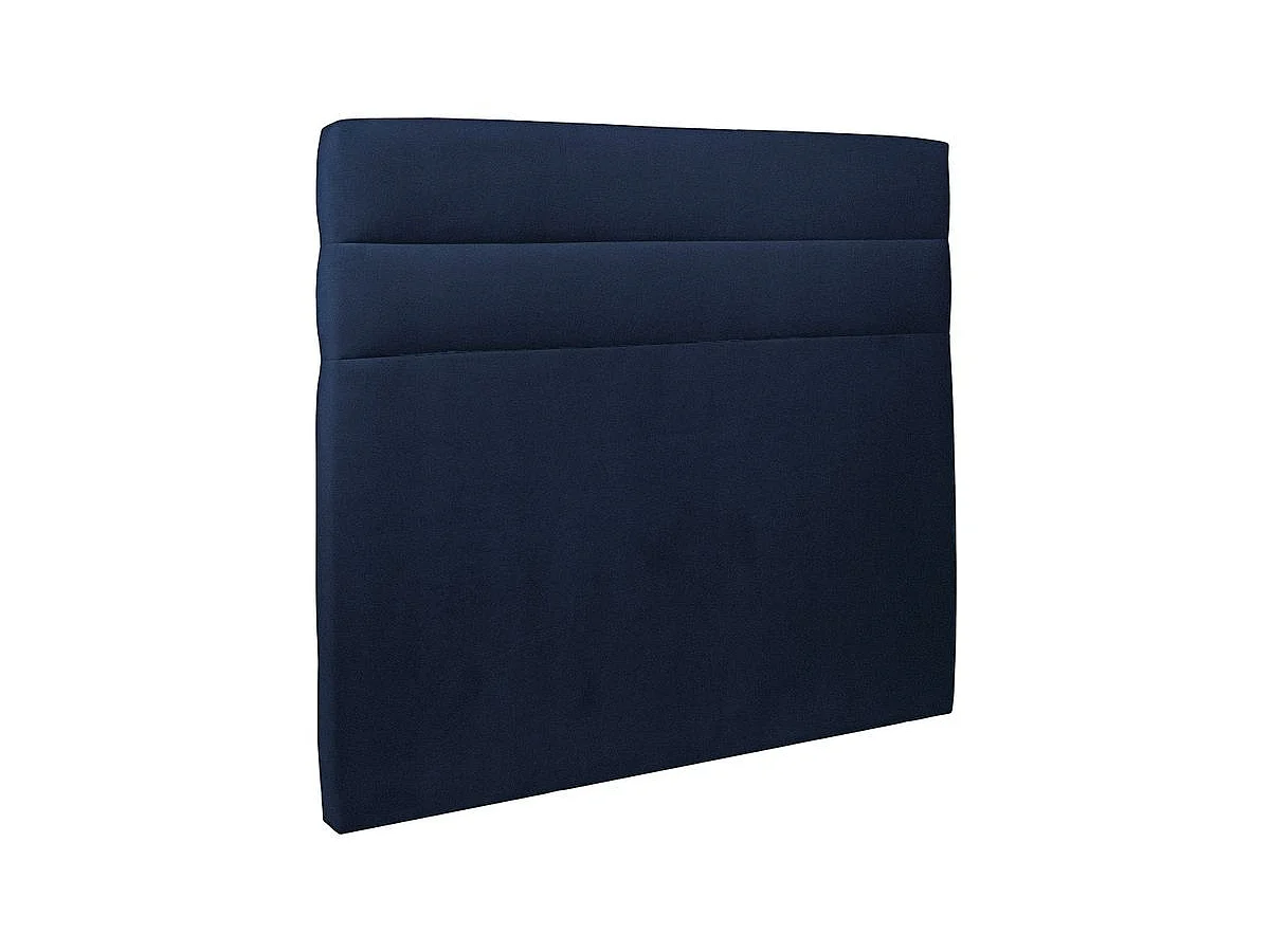 Lit coffre 140x190cm avec tête de lit lignes Velours Bleu - Hauteur totale : 39cm