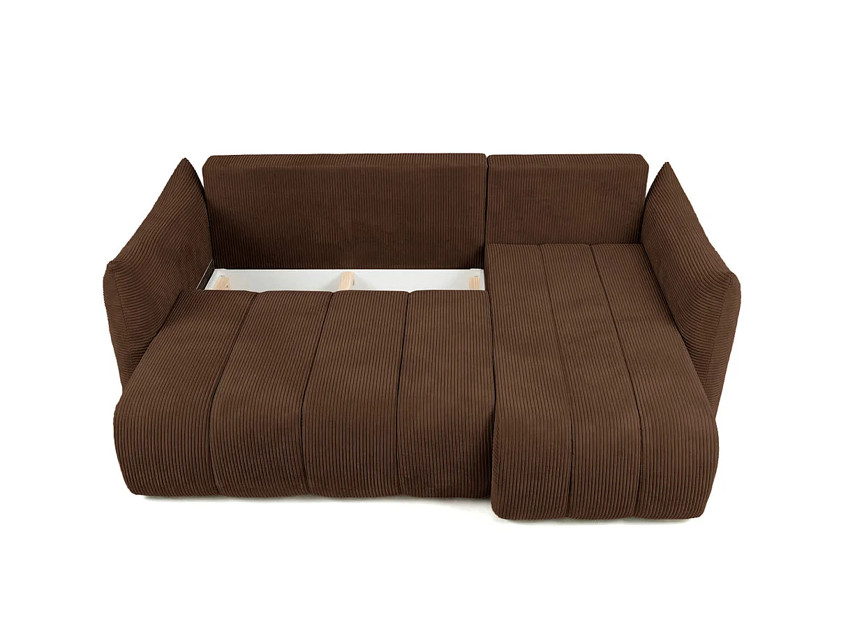 Canapé d'angle LYSIA MINI réversible et convertible en velours côtelé - Marron
