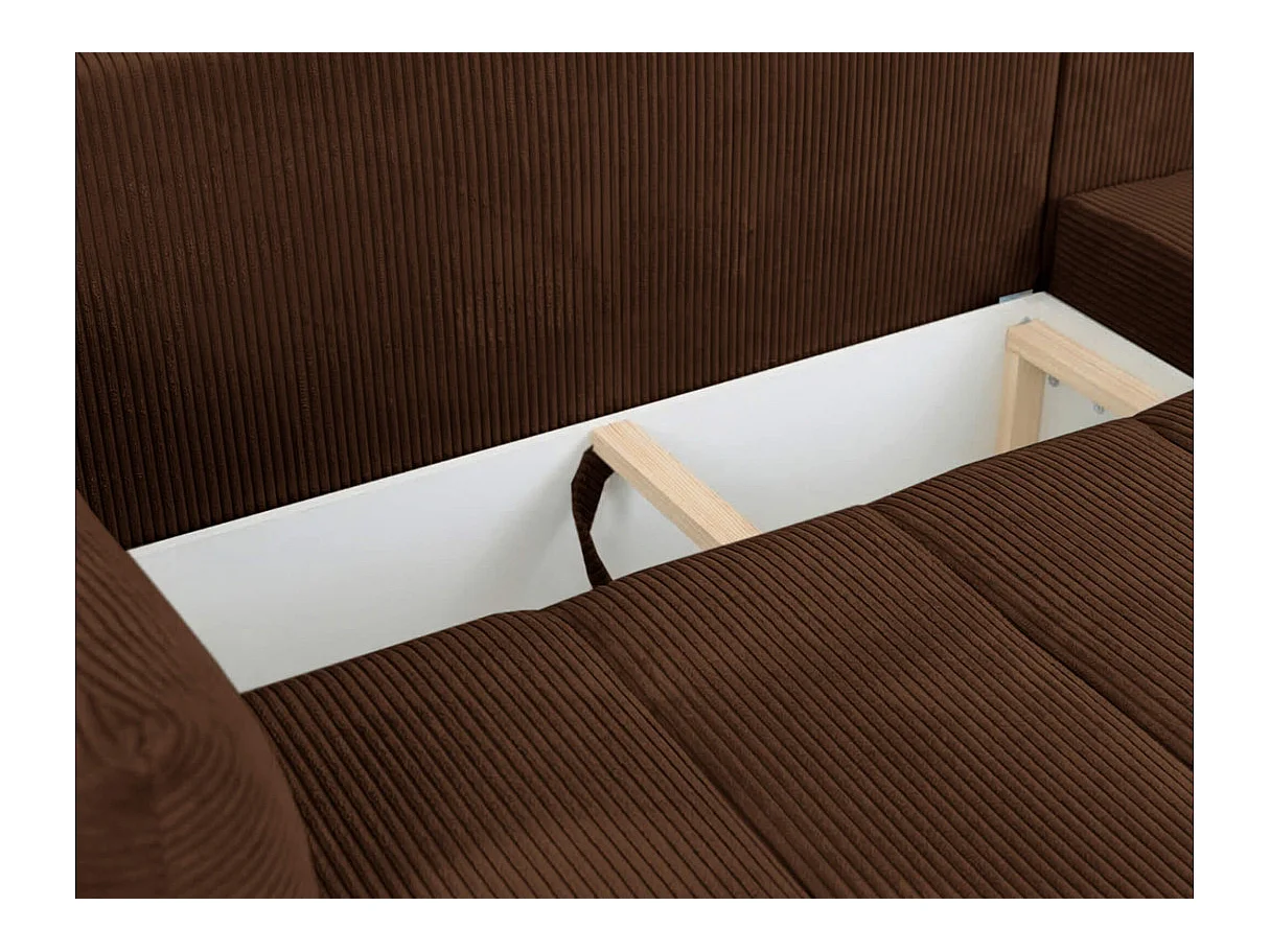 Canapé d'angle LYSIA MINI réversible et convertible en velours côtelé - Marron