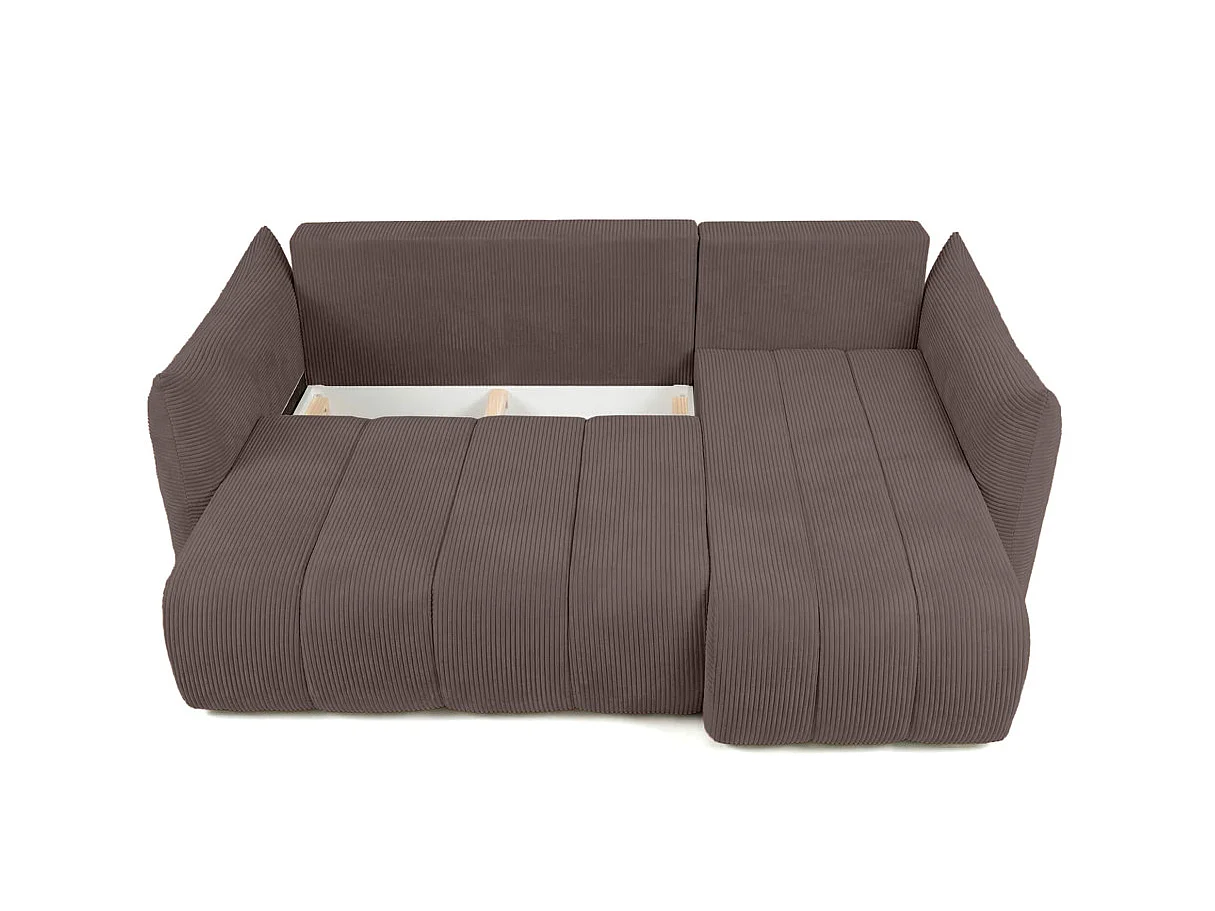 Canapé d'angle LYSIA MINI réversible et convertible en velours côtelé - Marron glacé