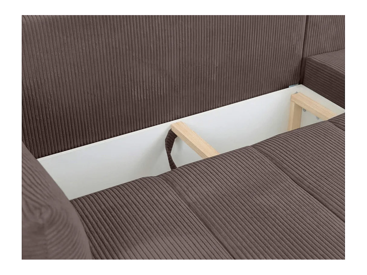 Canapé d'angle LYSIA MINI réversible et convertible en velours côtelé - Marron glacé