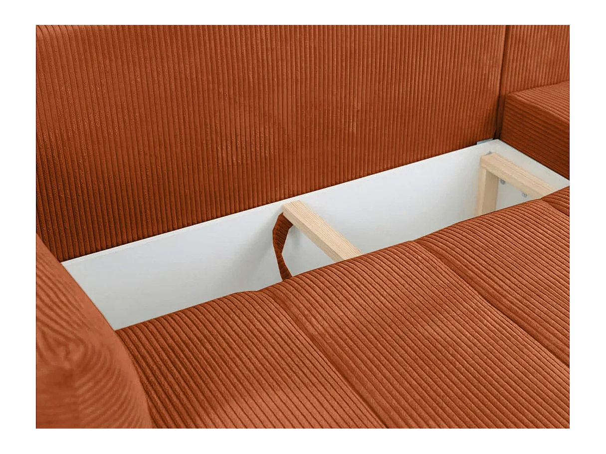 Canapé d'angle LYSIA MINI réversible et convertible en velours côtelé - Terracotta