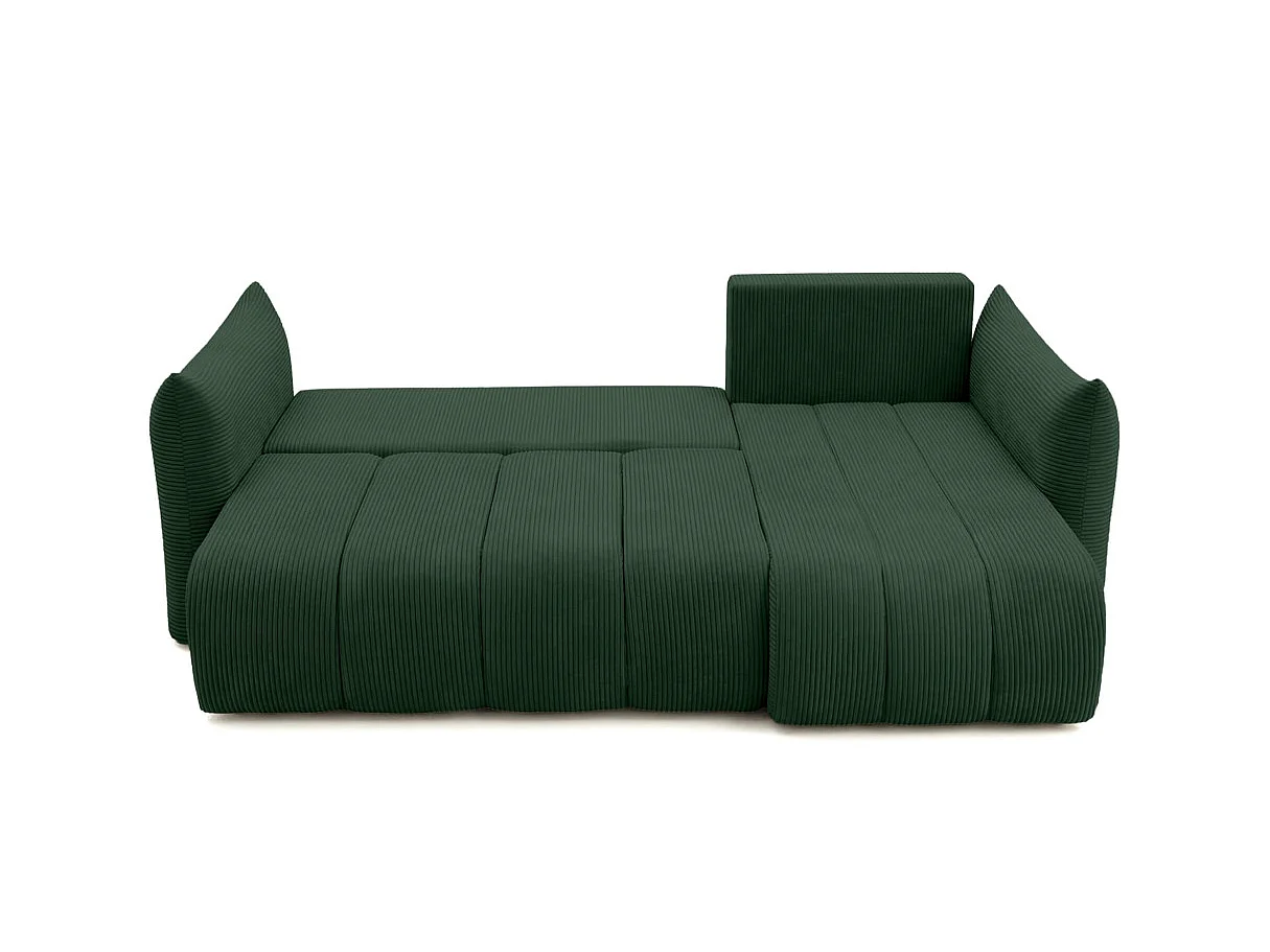 Canapé d'angle LYSIA MINI réversible et convertible en velours côtelé - Vert foncé