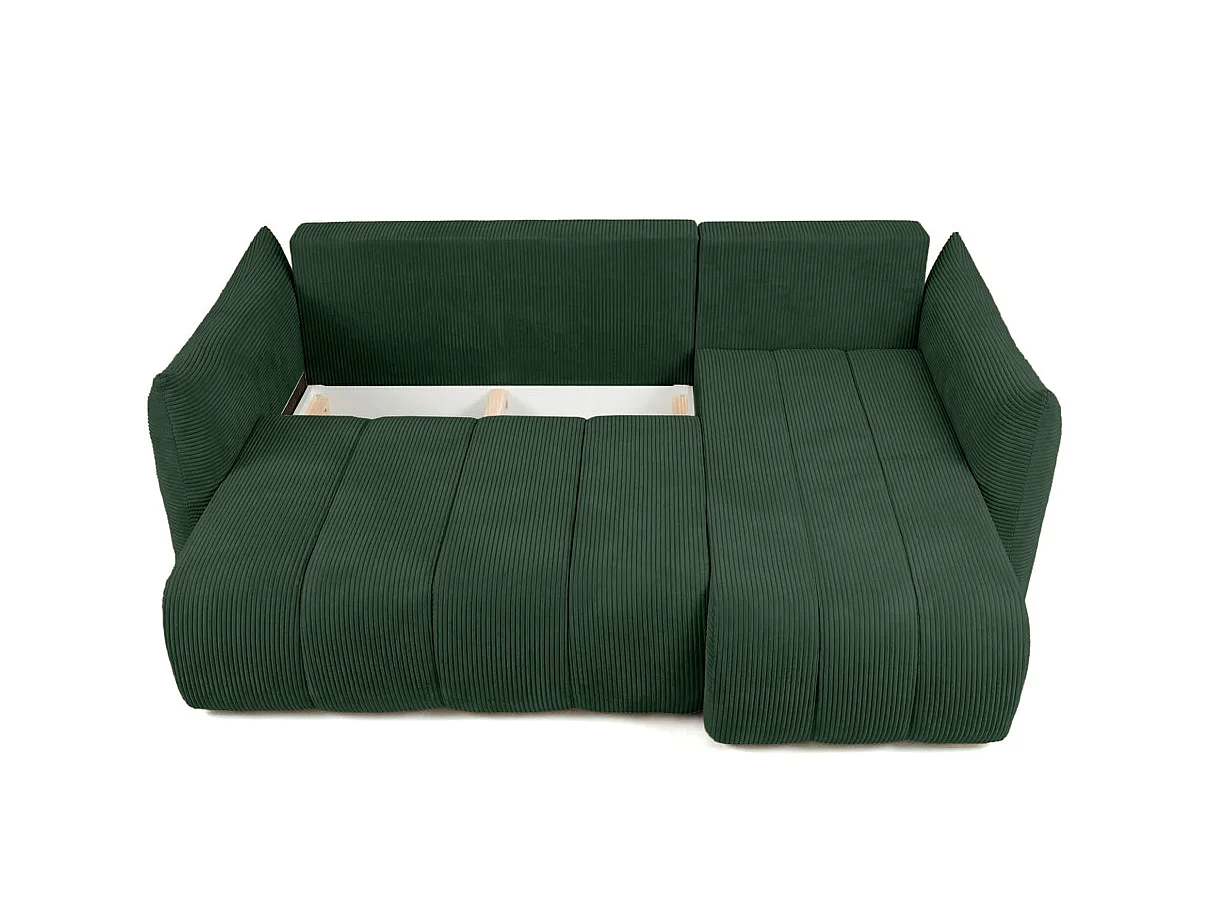 Canapé d'angle LYSIA MINI réversible et convertible en velours côtelé - Vert foncé