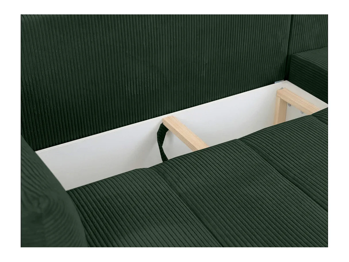 Canapé d'angle LYSIA MINI réversible et convertible en velours côtelé - Vert foncé