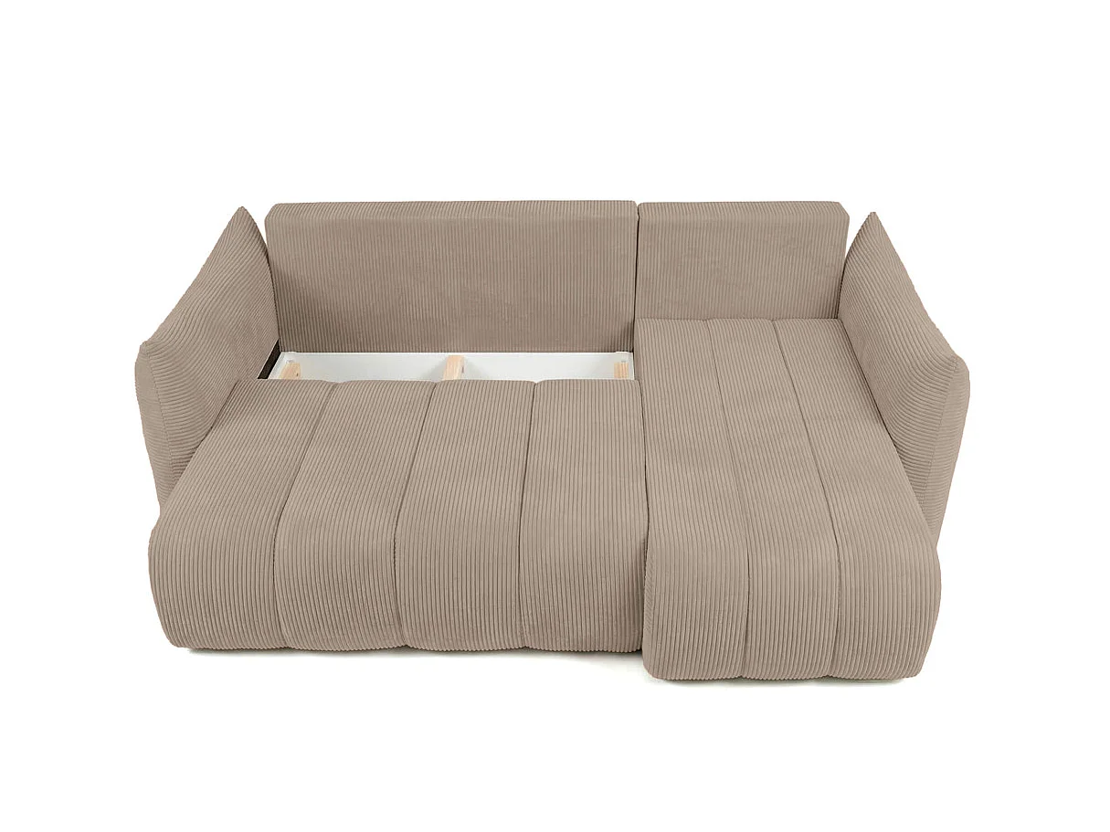 Canapé d'angle LYSIA MINI réversible et convertible en velours côtelé - Taupe