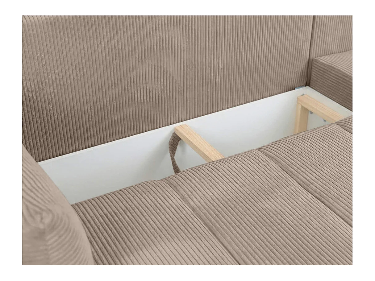 Canapé d'angle LYSIA MINI réversible et convertible en velours côtelé - Taupe