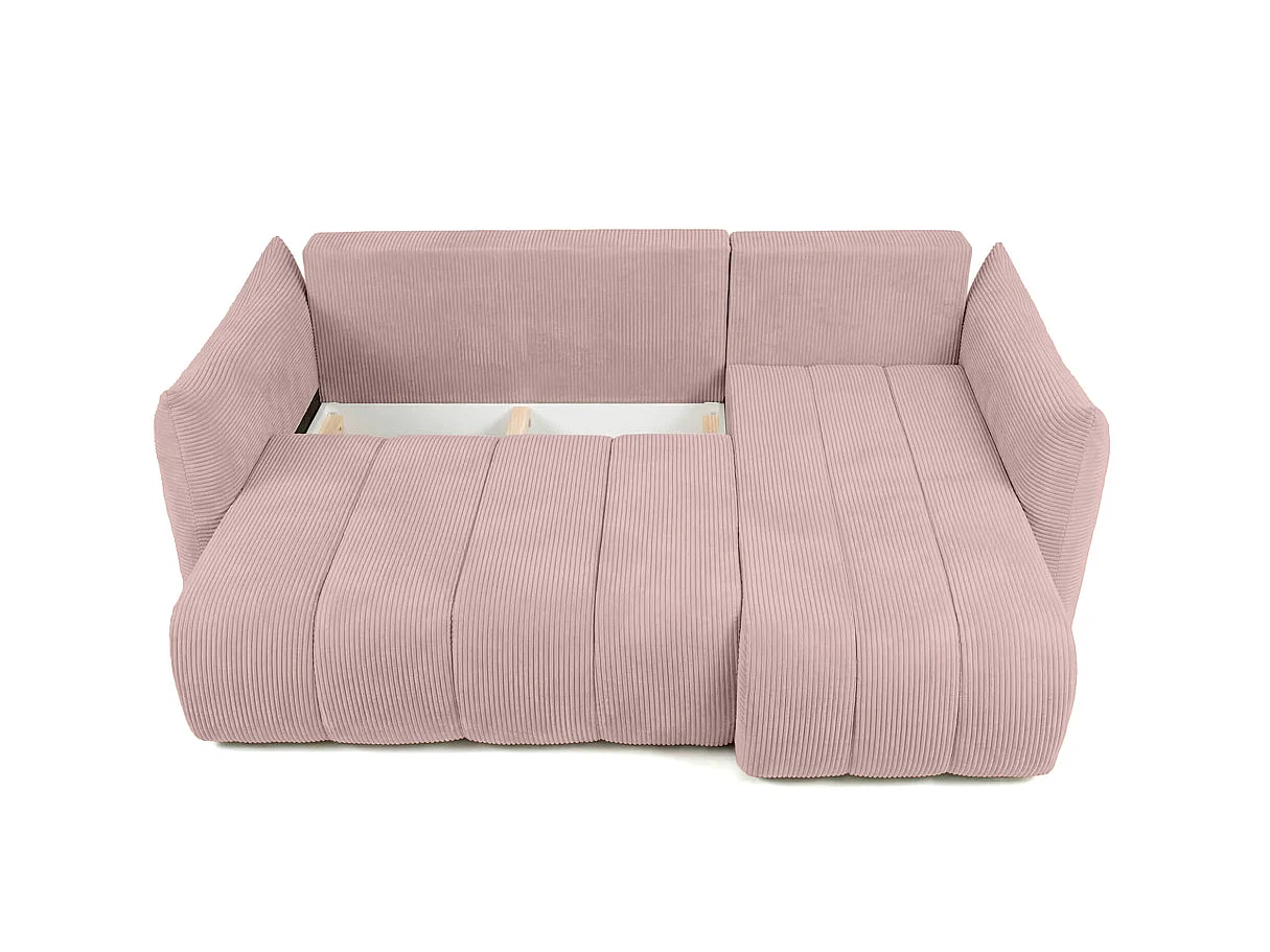 Canapé d'angle LYSIA MINI réversible et convertible en velours côtelé - Rose