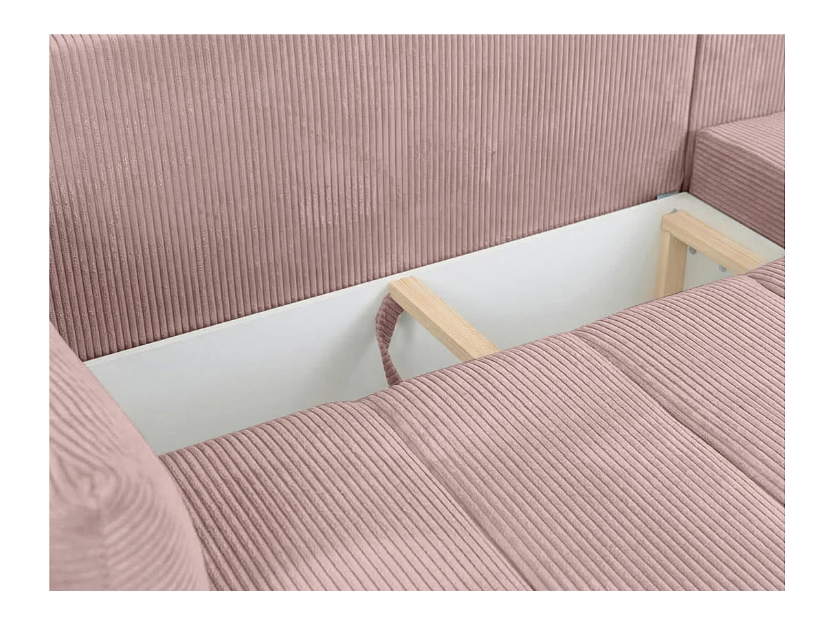 Canapé d'angle LYSIA MINI réversible et convertible en velours côtelé - Rose