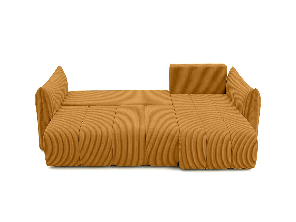 Canapé d'angle LYSIA MINI réversible et convertible en velours côtelé - Jaune