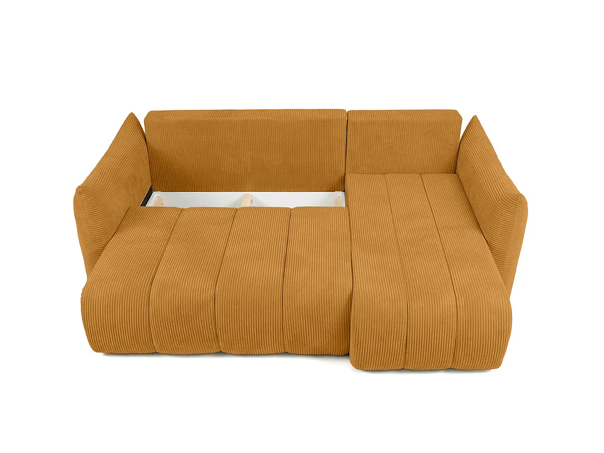 Canapé d'angle LYSIA MINI réversible et convertible en velours côtelé - Jaune