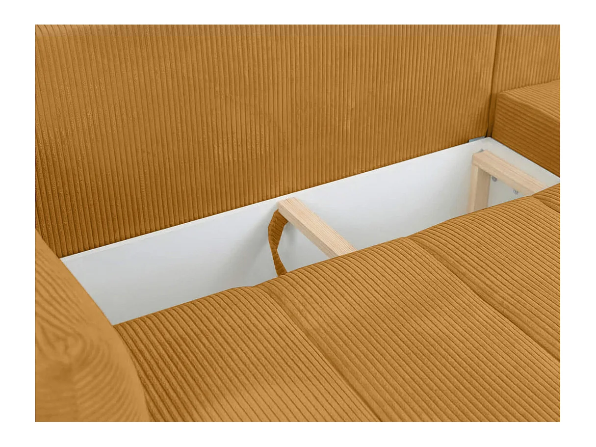 Canapé d'angle LYSIA MINI réversible et convertible en velours côtelé - Jaune