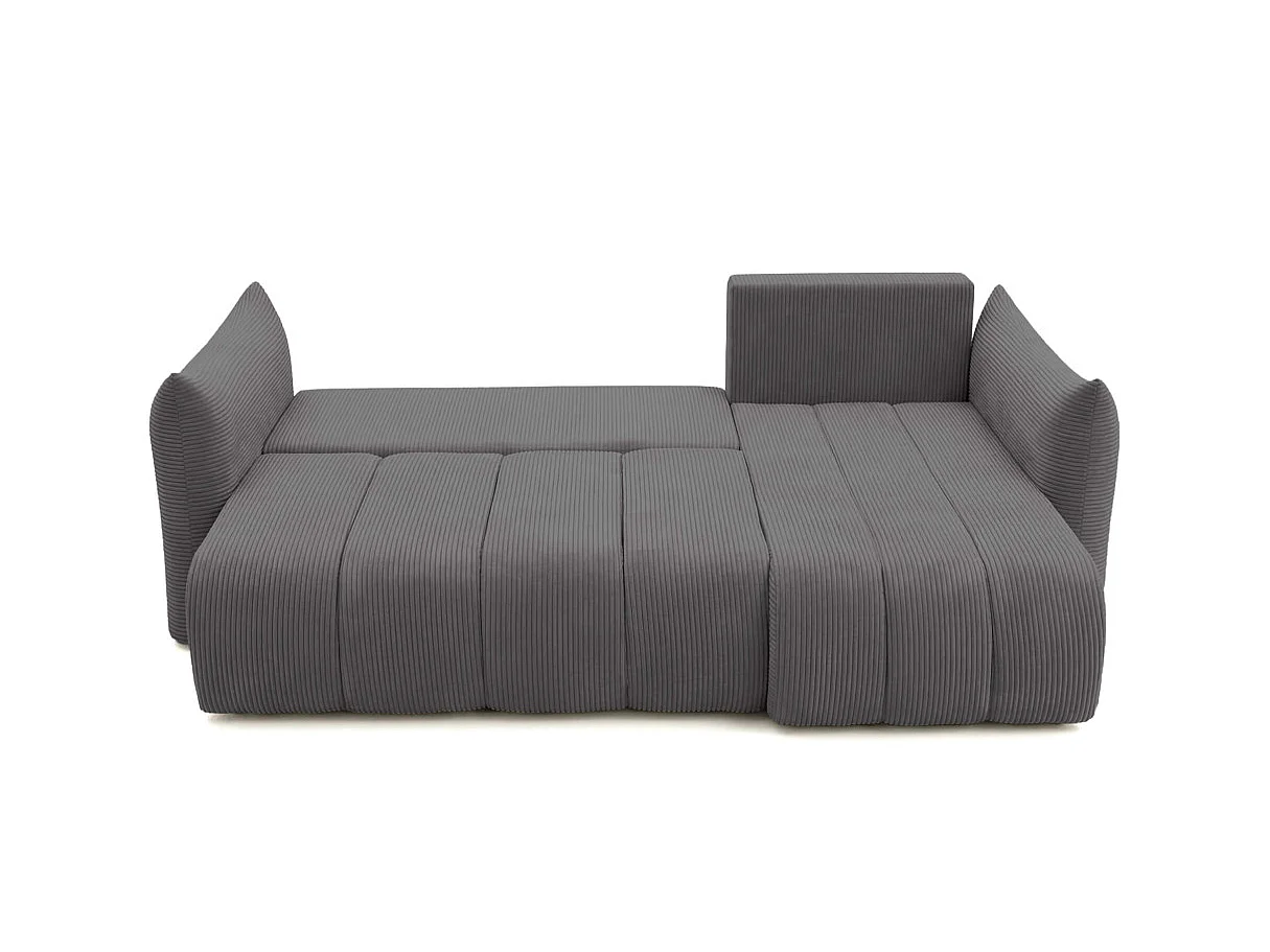 Canapé d'angle LYSIA MINI réversible et convertible en velours côtelé - Gris anthracite