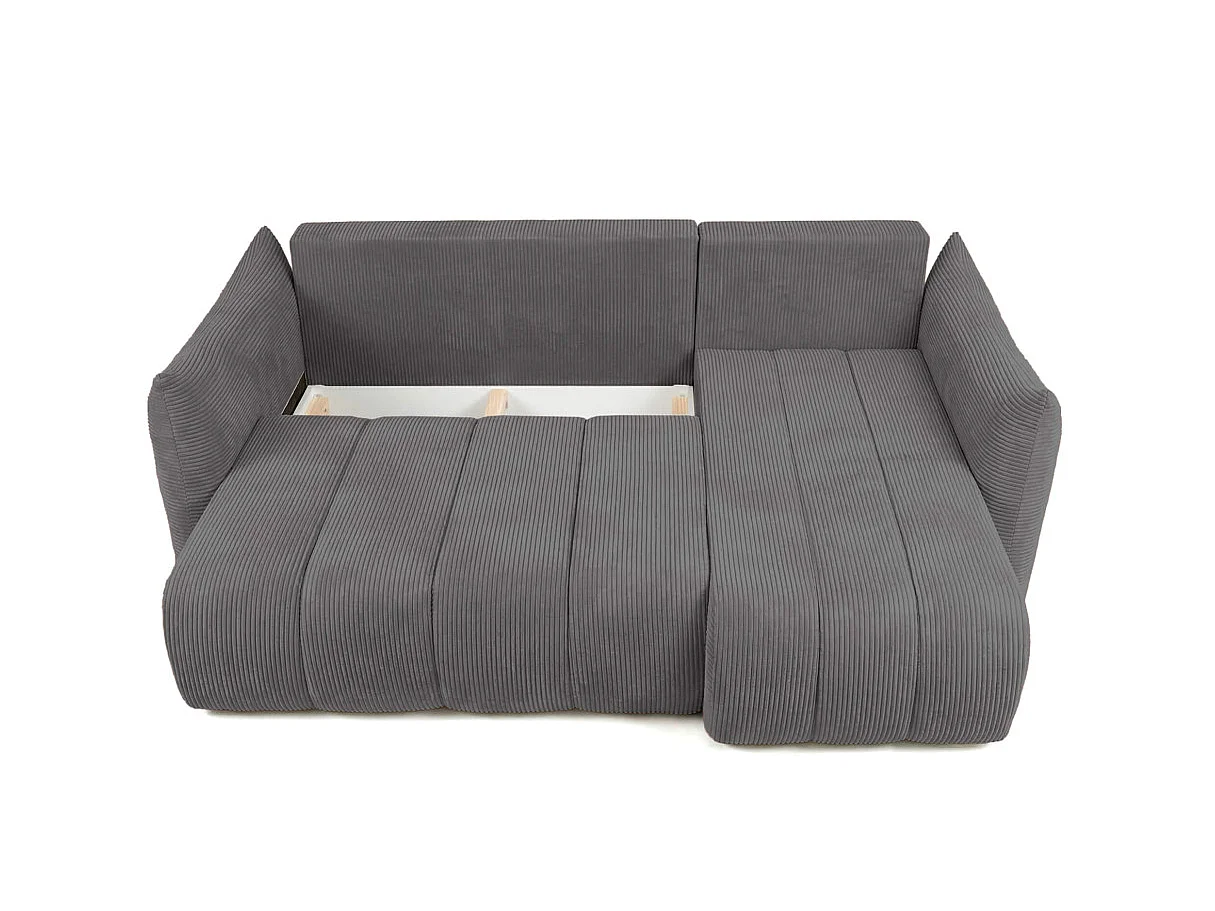 Canapé d'angle LYSIA MINI réversible et convertible en velours côtelé - Gris anthracite