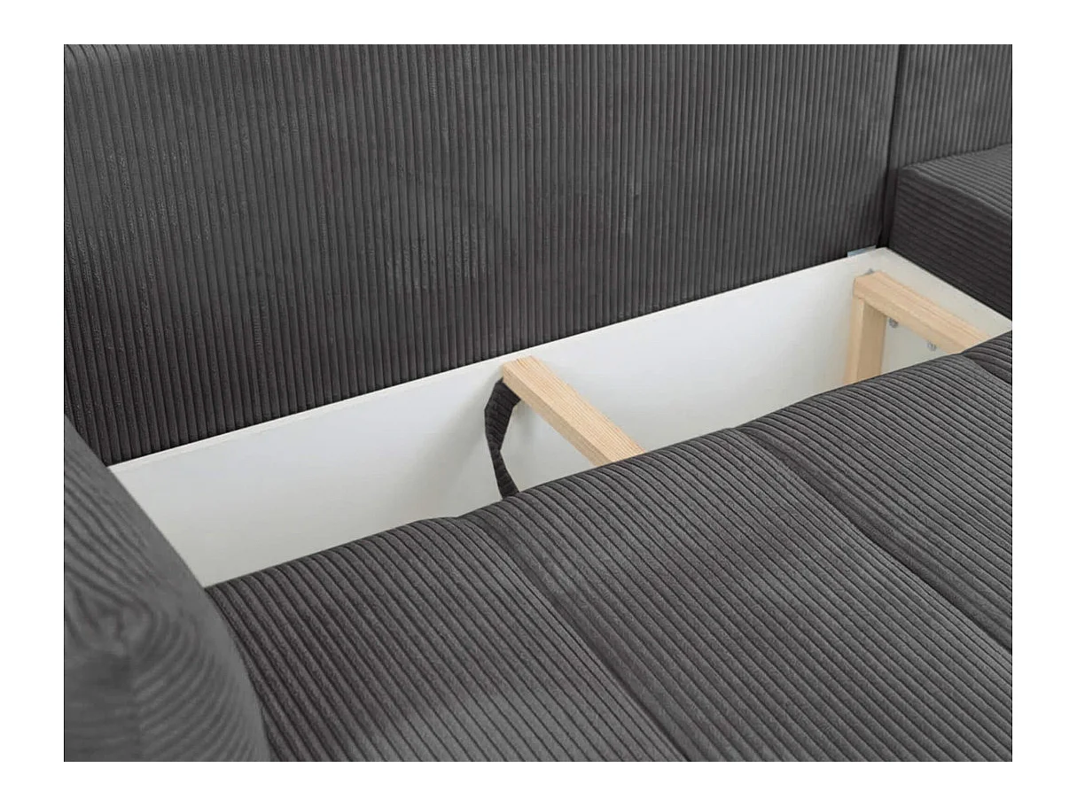 Canapé d'angle LYSIA MINI réversible et convertible en velours côtelé - Gris anthracite