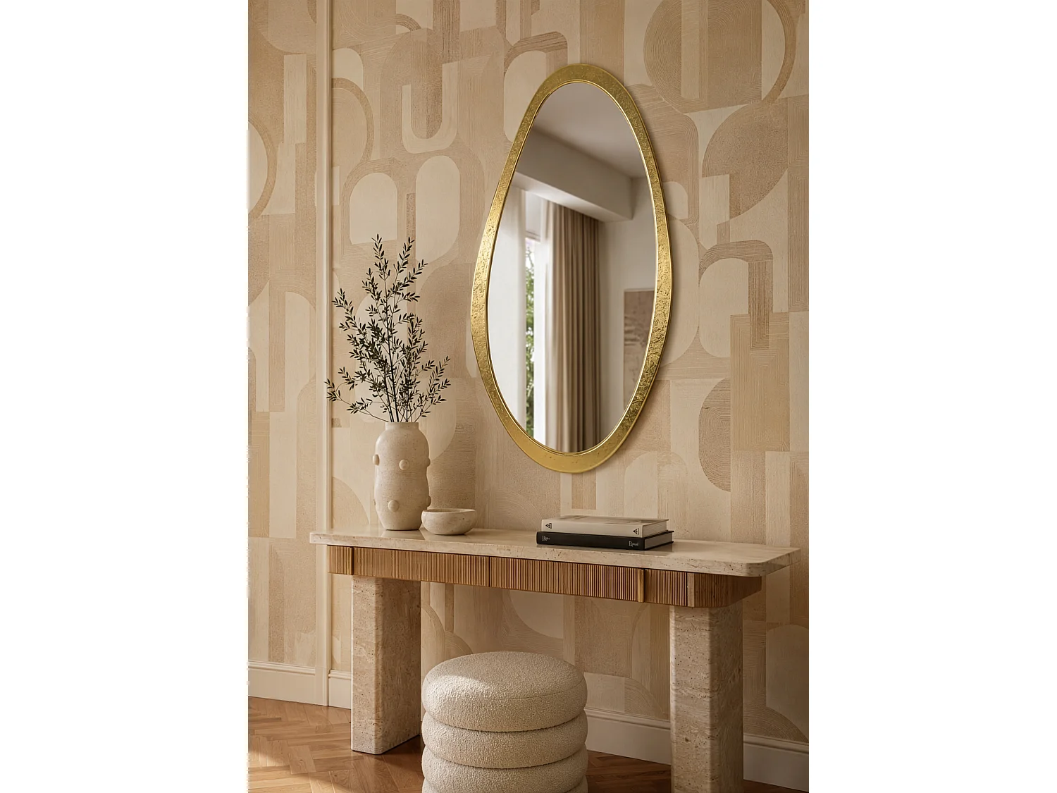 Miroir organique doré 65x120cm