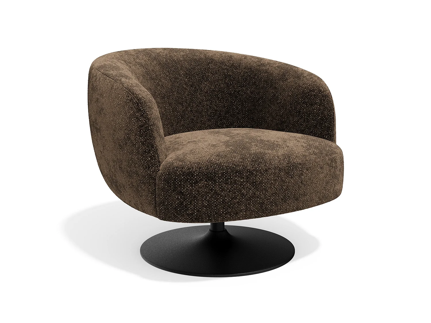 Fauteuil de salon pivotant OSKA en velours texturé brun expresso