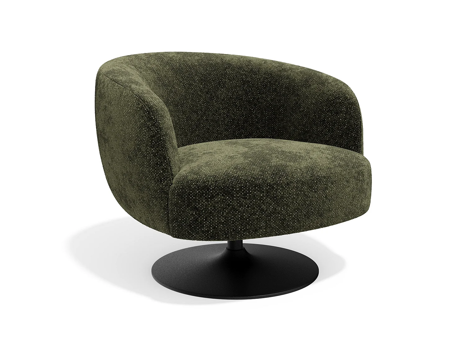 Fauteuil de salon pivotant OSKA en velours texturé vert kaki