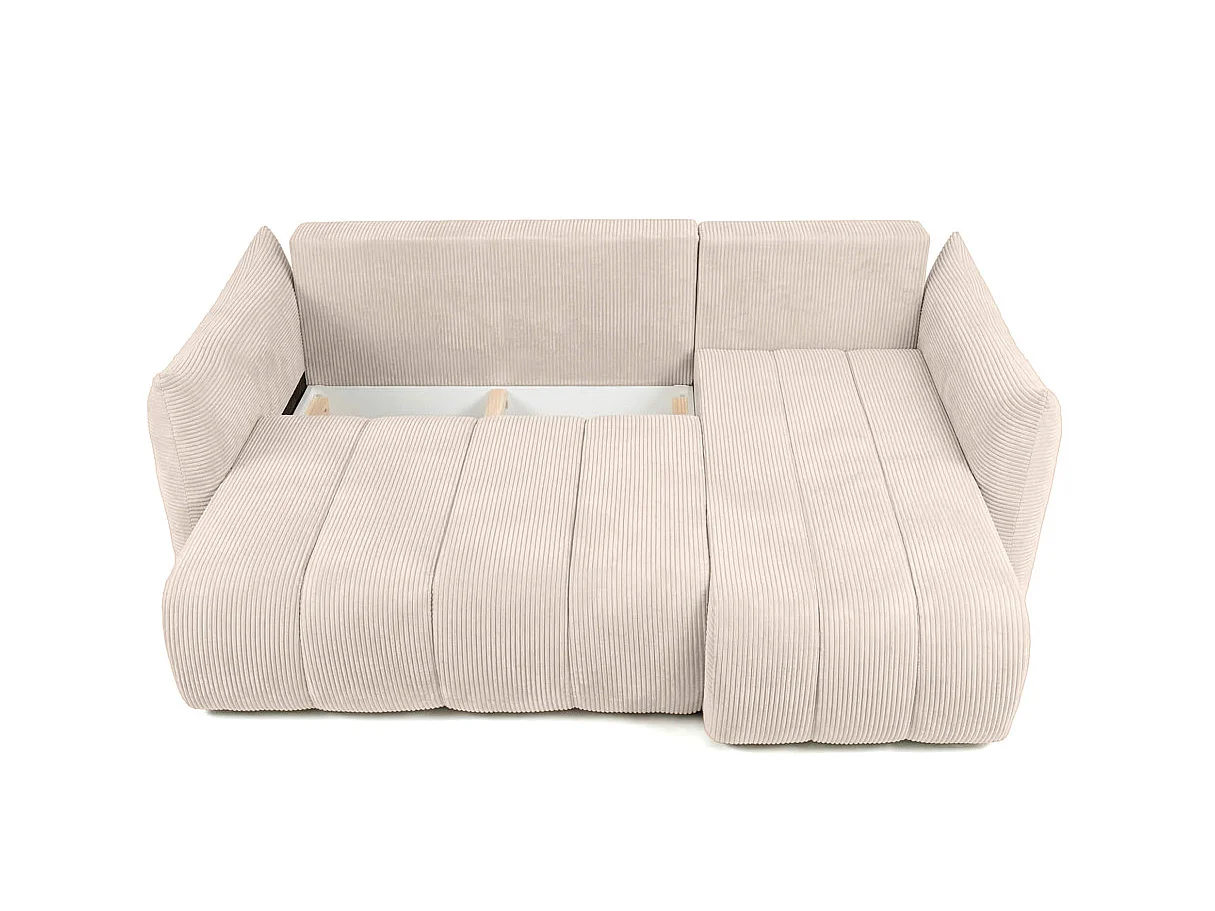 Canapé d'angle LYSIA MINI réversible et convertible en velours côtelé - Beige