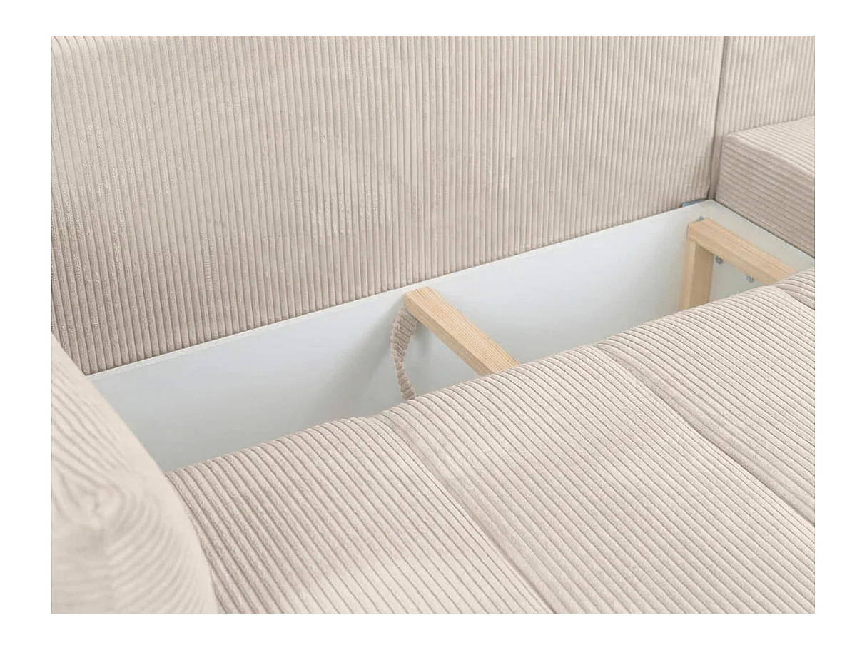Canapé d'angle LYSIA MINI réversible et convertible en velours côtelé - Beige