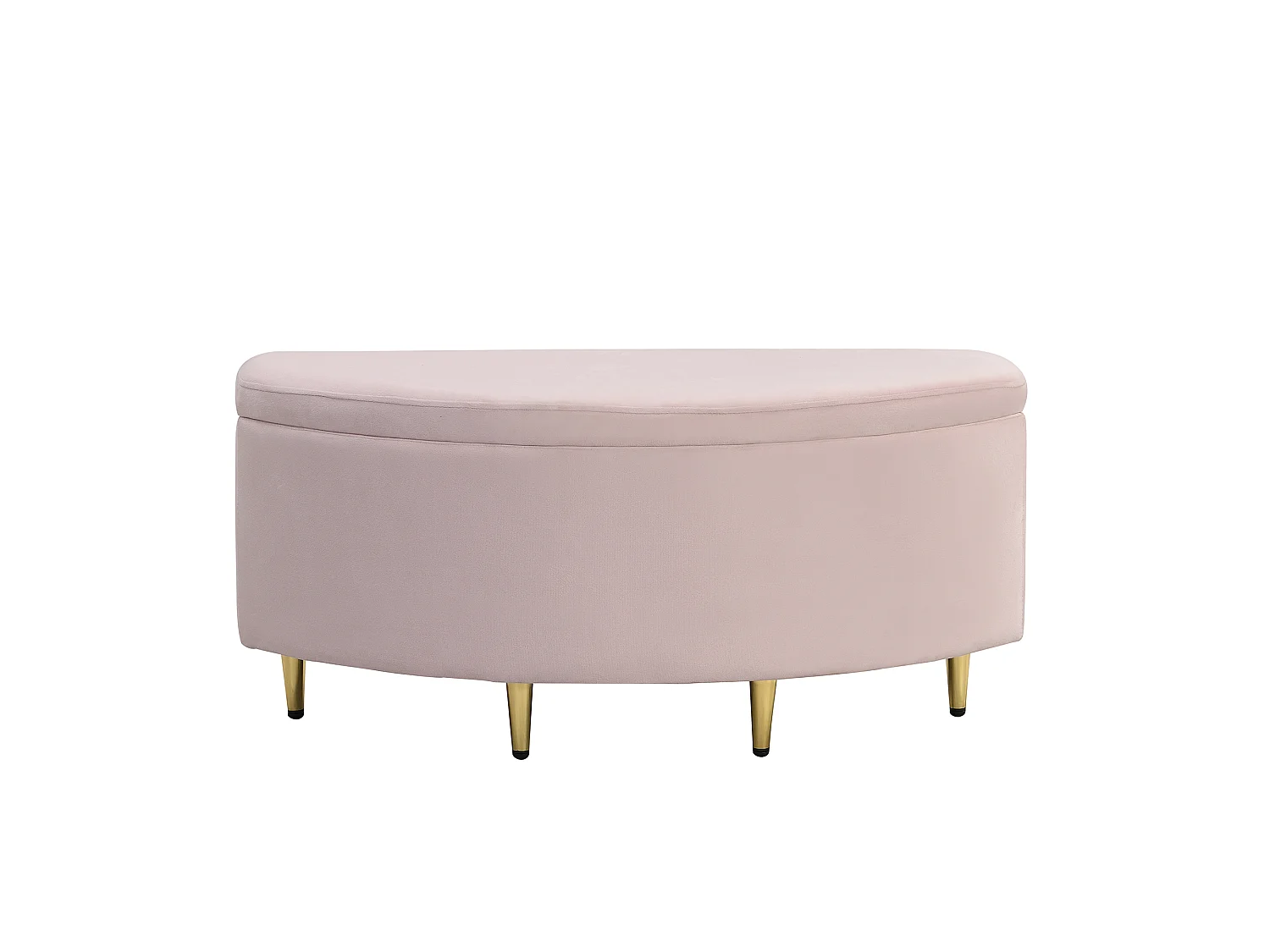 Banc coffre de rangement en velours - 90 x 40 x 42 cm - Pieds en métal - Rose