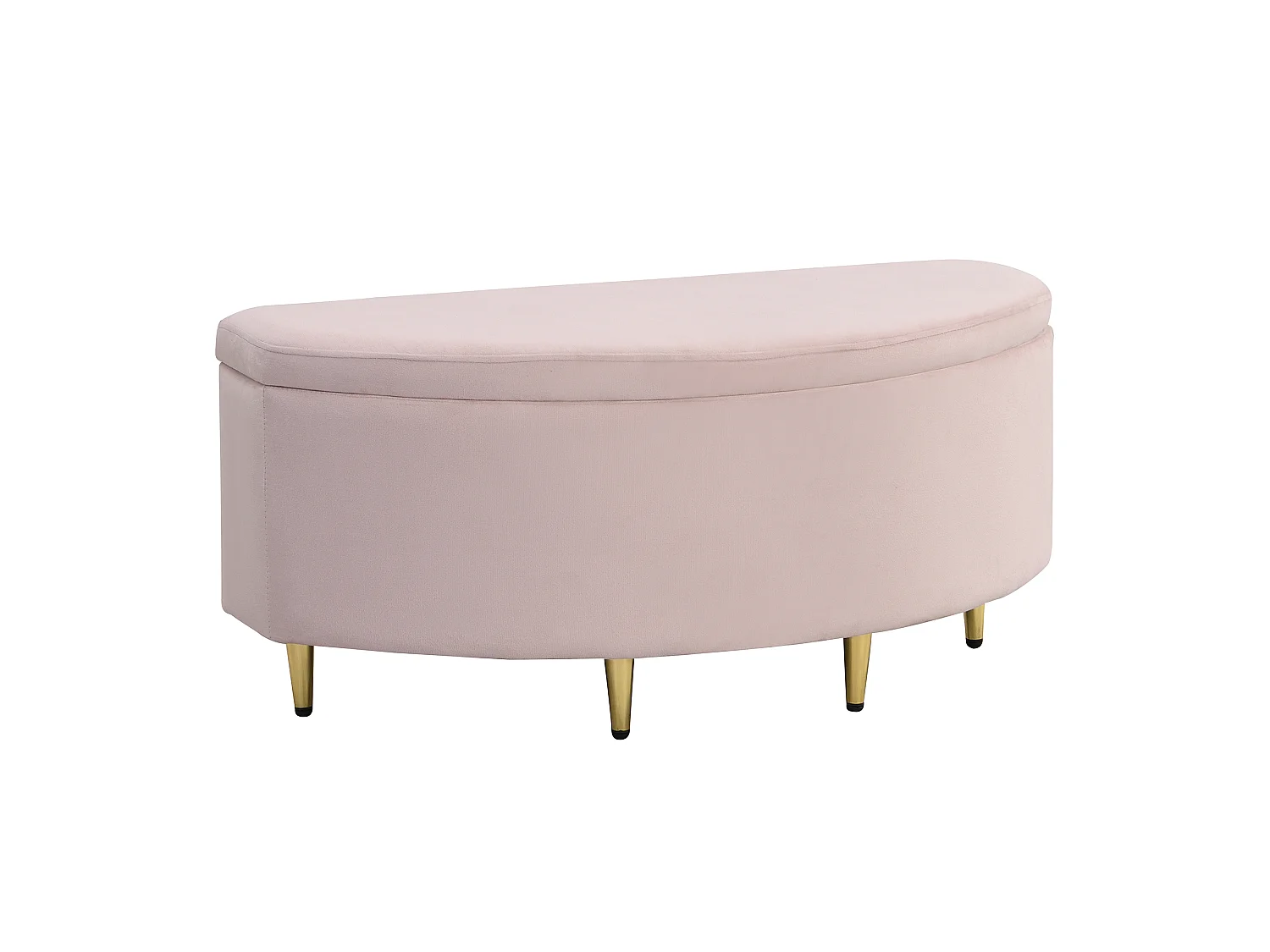 Banc coffre de rangement en velours - 90 x 40 x 42 cm - Pieds en métal - Rose
