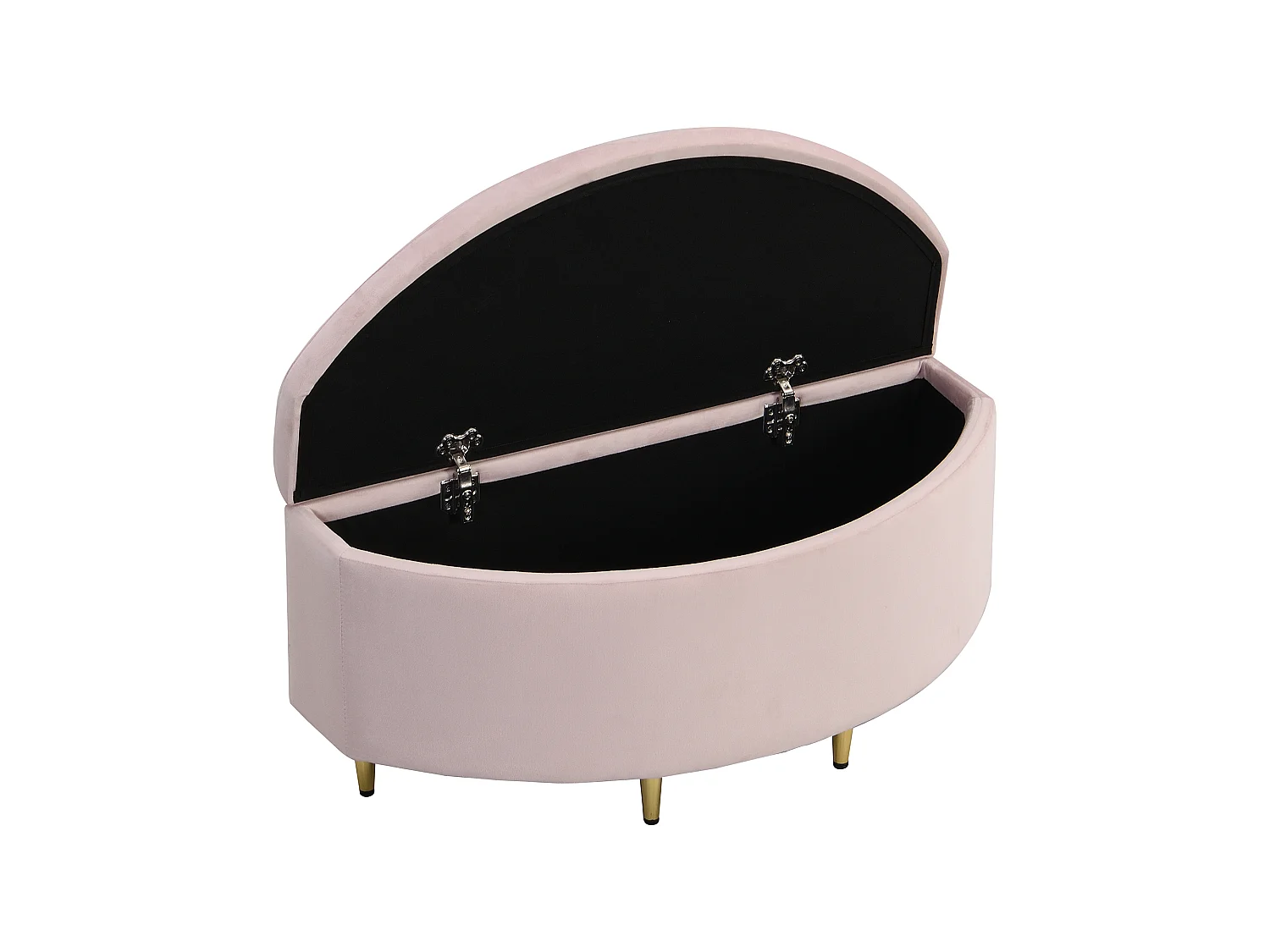 Banc coffre de rangement en velours - 90 x 40 x 42 cm - Pieds en métal - Rose