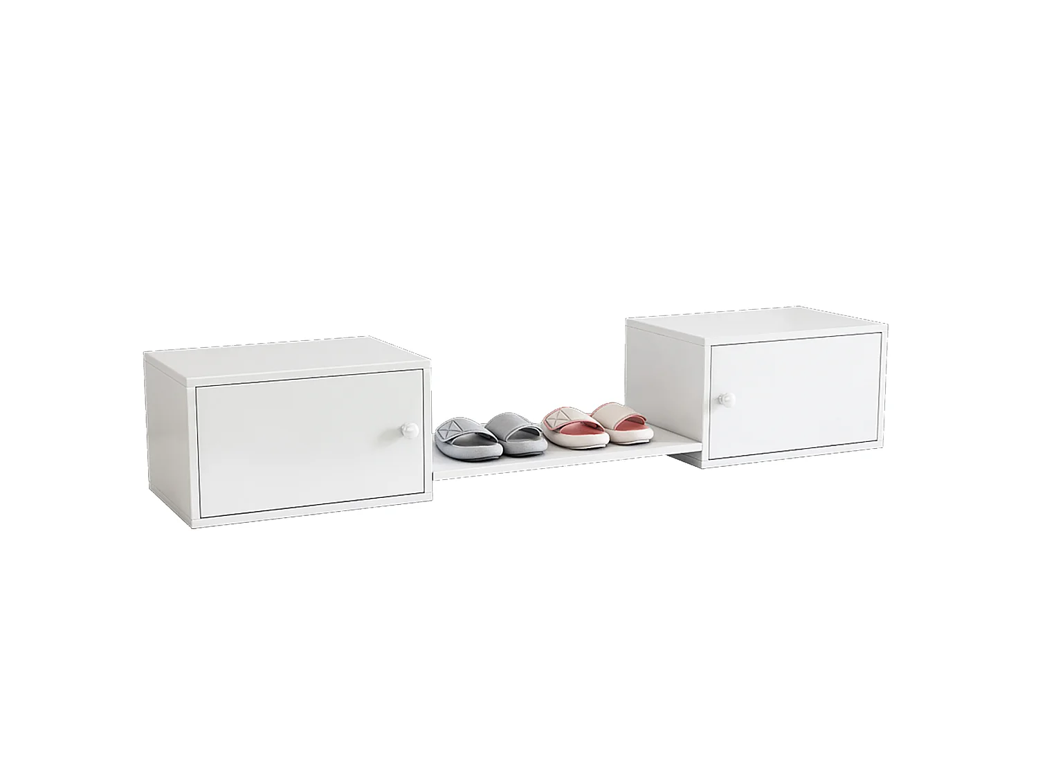 Schoenenkast met 2 deuren - 189 x 40 x 34,5 cm - Grenen + MDF - voor slaapkamer of hal - Wit