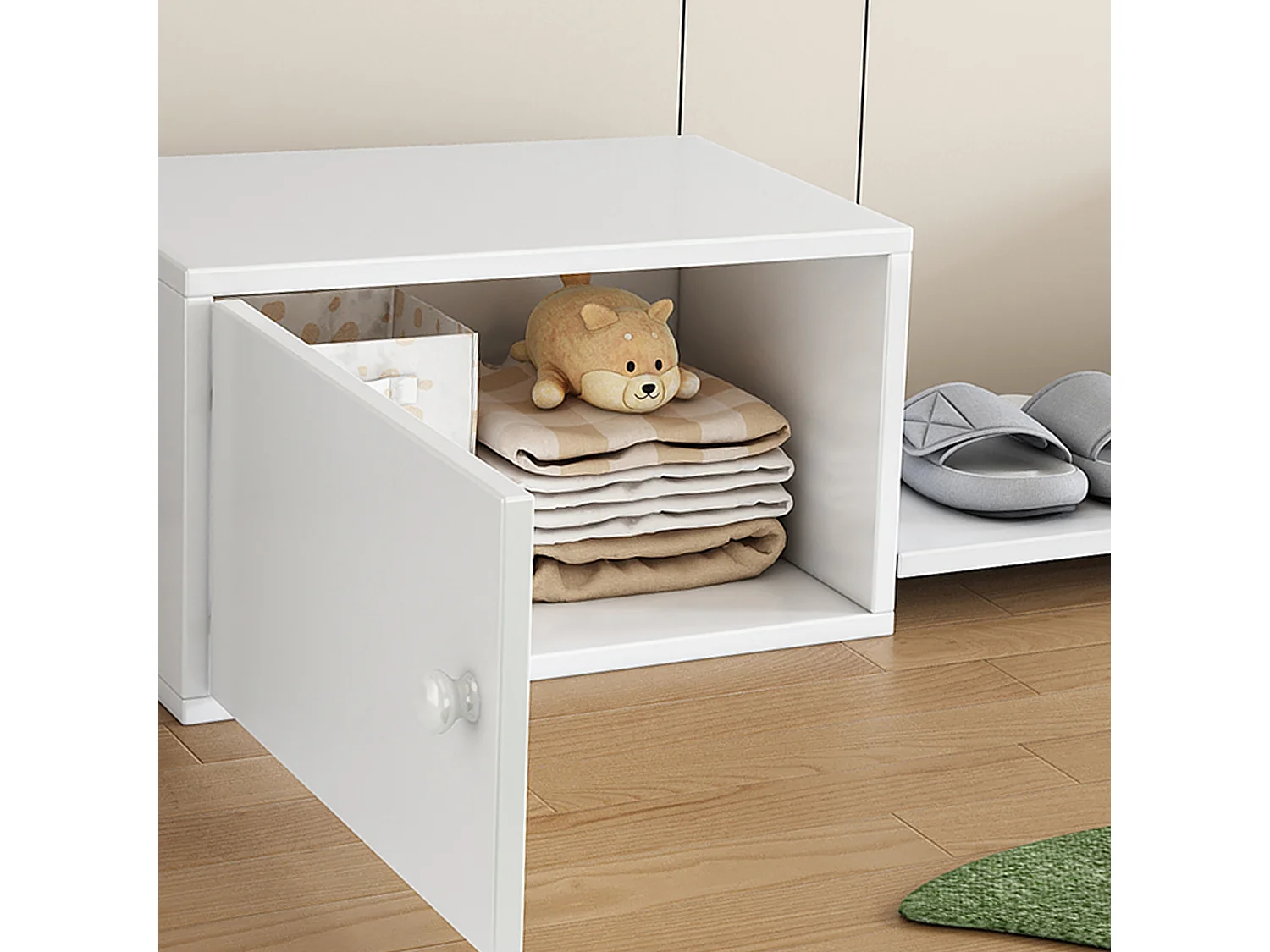 Schoenenkast met 2 deuren - 189 x 40 x 34,5 cm - Grenen + MDF - voor slaapkamer of hal - Wit